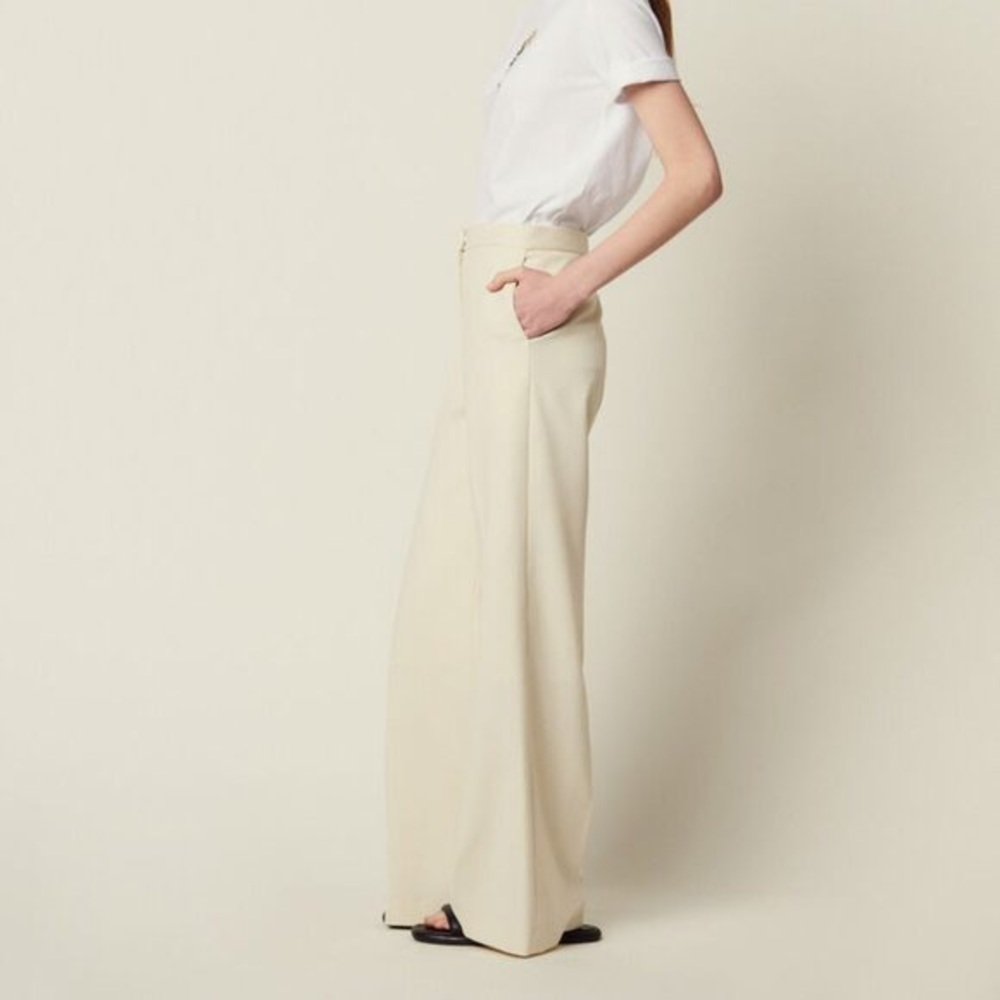 Sandro Sloan Flared Wide-leg Pants Womens B3b